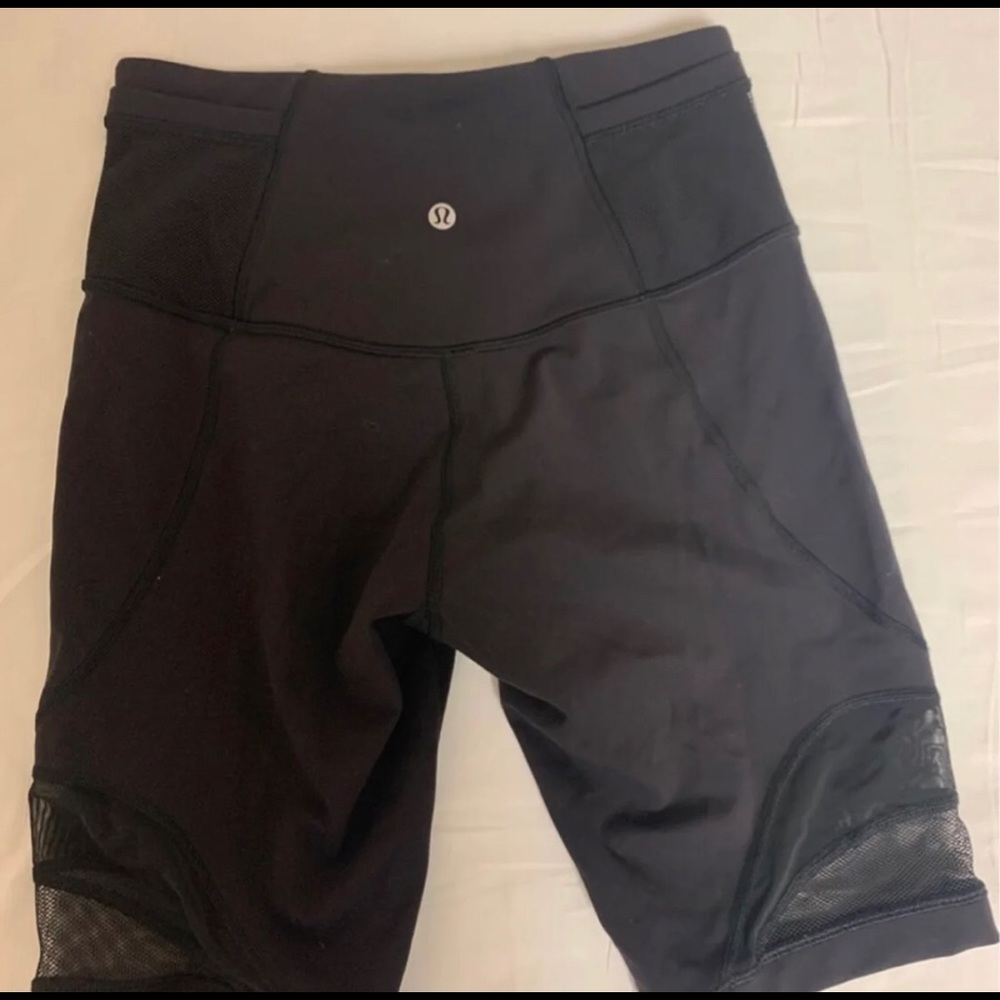Lululemon black biker shorts with mesh panels